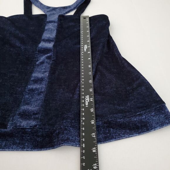 Atina Christina Velvet Halter Top Draped Navy Blue Sz S Y2K Party Coquette Glam - Picture 7 of 9